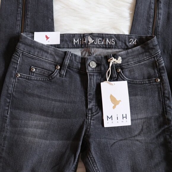 NEW Anthropologie M.i.H Grey Low Rise Skinny Jeans Size 24 - Picture 3 of 15